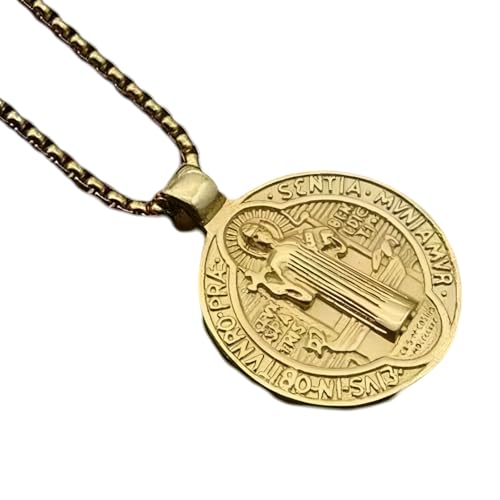 Pendentif religieux en argent sterling 925 et médailles de Saint Benoît mixtes