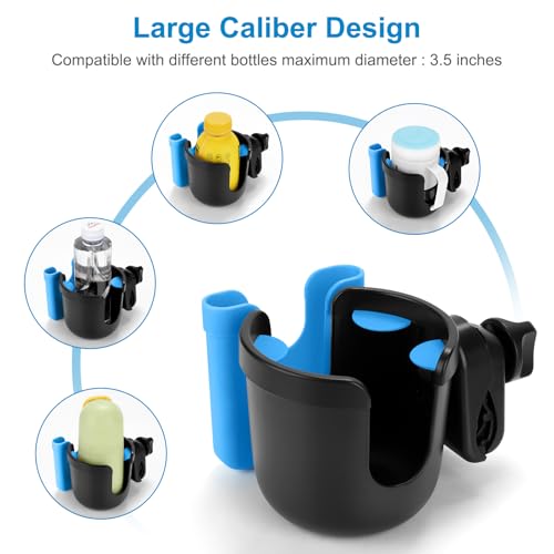 Image of Accmor 2-in-1 Wheelchair Cup Holder, Walker Cup Holder with Phone Holder, Universal Drinks Holder for Stroller, Rollator, Scooter, Walker, Wheelchair Accessory
