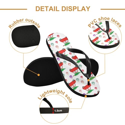 Burbuja Christmas Cars Flip Flops for Women Men, Soft Thong Sandals Rubber Slippers for Pool Beach Essentials3