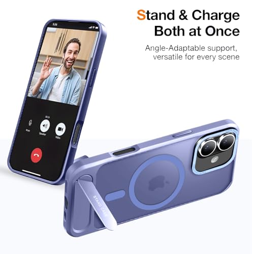 Image of KARWAN️Matte Back Cover Case Compatible with Stand Magnetic Designed for iPhone 16 | Ultra Hybrid Camera Bump Protection (Purple)
