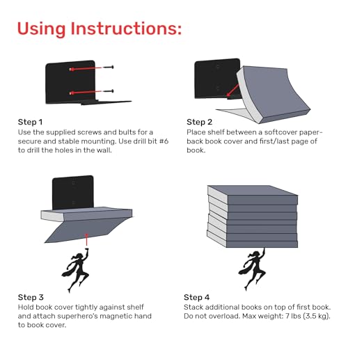 Image of Floating Bookshelf - Wondershelf - Invisible Hanging Wall Shelf for Books