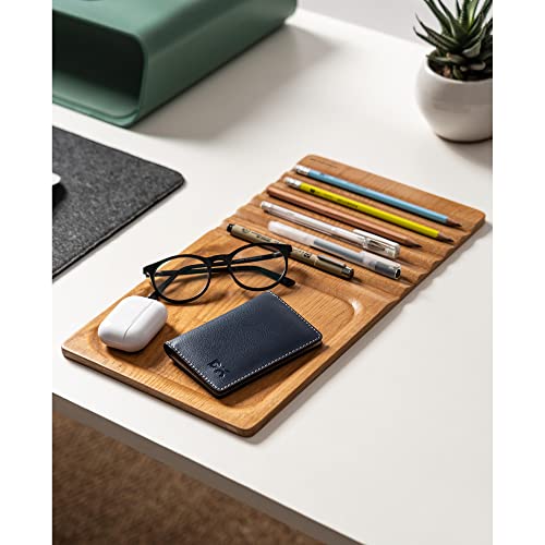 Image of DailyObjects Striate Wooden Tray for Storage Organizer | Designed for Laptops, Tablets, Stationery and Mobile Phones | HeavyDuty Portable Compatible with Desk /Table