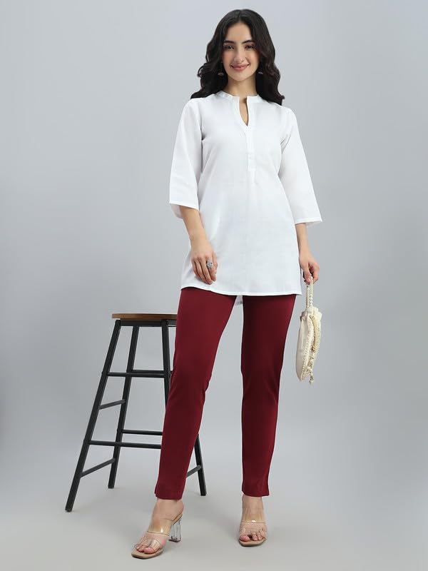 Image of GO COLORS Ponte Smart Kurti Pants Full Length for Women | Breathable, Mid Rise