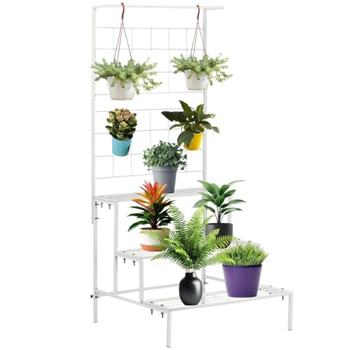 Image of Bee Creative Plant Stands for Outdoor Balcony, Flower Pot Stand for Indoor Plants, Large Metal Planter Stand for Living Room, home decor, Indoor & Outdoor plants Stand (3 STEP W)
