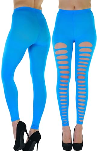 Image of ToBeInStyle Women's Slashed Ripped Shredded Distressed Hosiery Tights Leggings Music Festival