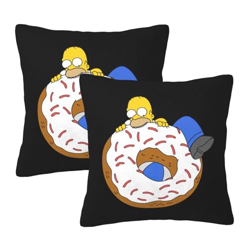 枕カバー ザ・シンプソンズ クッションカバー 2枚セット 座布団カバー まくらカバー おしゃれ 可愛い ソファ背当て 抱き枕 インテリア飾り オフィス 部屋飾り 四季通用 45×45cm