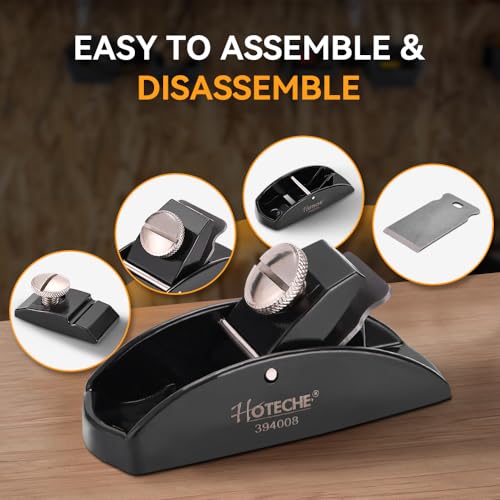 Hoteche Handhobel aus Gusseisen, Mini Holzhobel, 65Mn-Klinge, 25 mm breit, 1,5 mm dick, 55-64 Härte, 89 x 35 mm