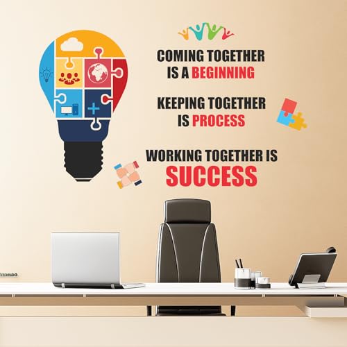 Image of StickMe 'Working to Gather is Success - Office Inspirational Motivational Quotes Wall Sticker' (Premium Large - 130 x 85 cm)