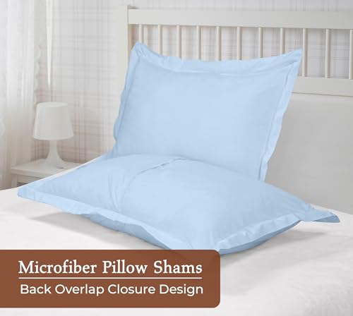 Image of Royale Linens Pillow Shams 2 Pack King Size 20x36 Inch - Brushed 1800 Microfiber - Bed Pillow Shams, Wrinkle Resistant Super Soft and Cozy - Back Overlap Closure - Oxford Pillowcase (King, Lake Blue)