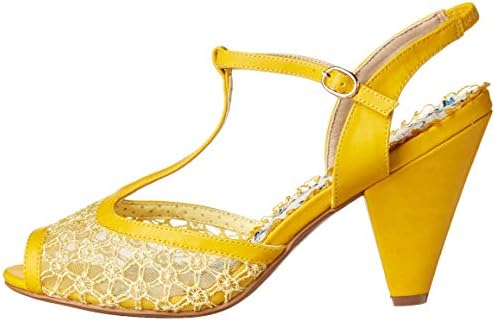 Bettie Page Women's Pinup, Retro, Vintage Heeled Sandal, Yellow, 10 | Image 7