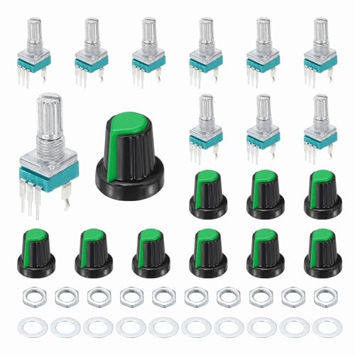 Potentiomètre RK097N B2K rotatif à 3 broches avec bouton plastique AG2 vert