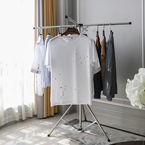 Pengke Foldable Clothes Drying Laundry Rack Portable Space Saving, Adjustable High Capacity 4 Poles Stainless Steel Laundry Drying Rack #TOP3