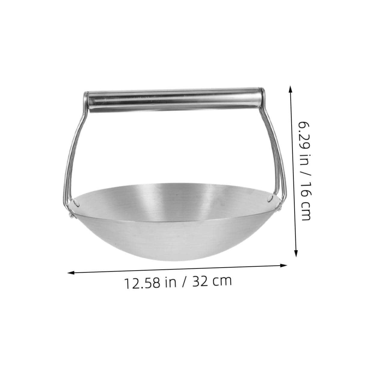 MAGICLULU Edelstahl Wok mit Aufhängestange, 31, 75cm Durchmesser | Runder Boden, zum Servieren, Braten und Kochen, für Küche, Restaurant und Zuhause