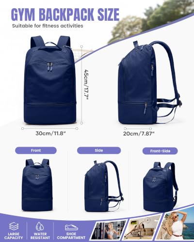 Image of Gym Backpack for Women Lightweight Sports Casual Daypack Blue