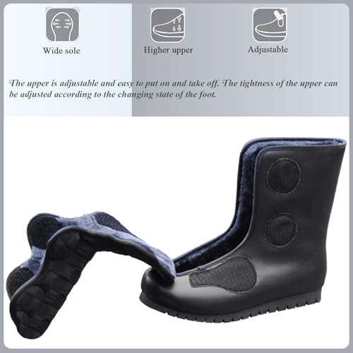 Diabetic Winter Boots for Men Women Extra Wide Slip on Adjustable Walking Shoes with Warm Comfortable Plush Lining Winter Boots for Edema Feet4