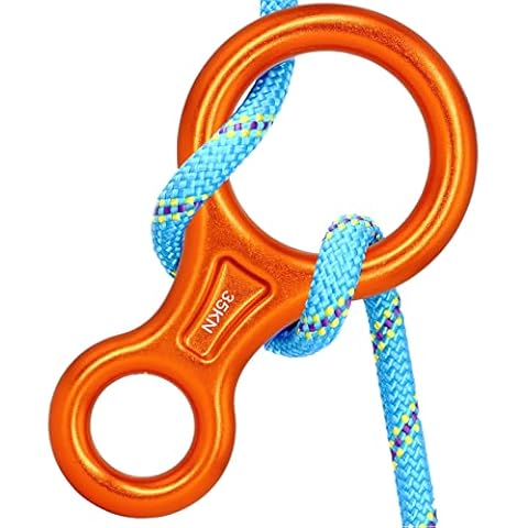 CyberDyer 35KN Climbing Gear Downhill Equipment Figure 8 Descender Belay Device Safe Rock Climbing Rappelling and Belaying Device for Mountaineering, Outdoor Recreation (Orange) Cover
