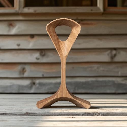 Image of inchHandcrafted Wooden Headphone Stand | Natural Finish Headset Holder for Desk, Gaming Setup & Office | Universal Wooden Headphone Hanger inch
