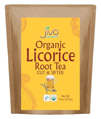 Jiva Organics Organic Licorice Root Tea (Cut & Sifted) Bulk 14 Ounce Kraft Bag - Non-GMO, Dried & Pure - Glycyrrhiza glabra