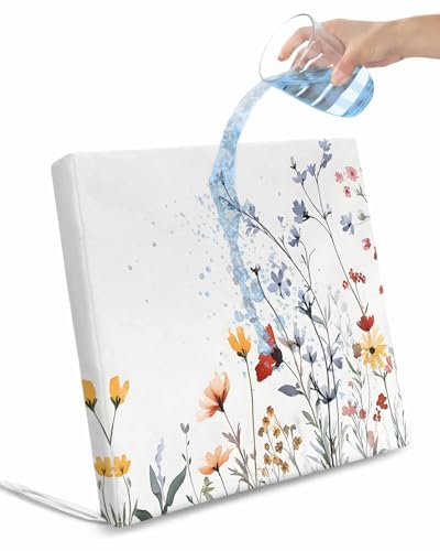 2 Pack Blue Red Floral Waterproof Cushion Covers with Ties, Outdoor Patio Chaise Lounge Chair Seat Cushion Slip Covers Replacement(Only Cover) Spring Botanical Farmhouse 24