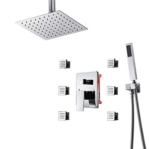 Douche de plafond anti-calcaire 10 pouces avec jets de corps pour soulager le mal de dos