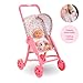 Corolle Mon Premier Poupon Foldable Baby Doll Stroller Set - Lightweight Toy Stroller for Toddlers 1-3 - Pink & White Doll Carriage for 12 Inch Dolls