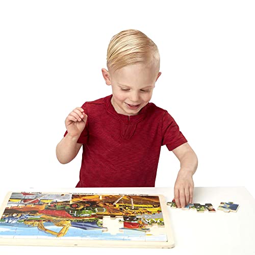 Melissa & Doug Construction Vehicles Wooden Jigsaw Puzzle With Storage Tray (48 Pcs) #TOP5