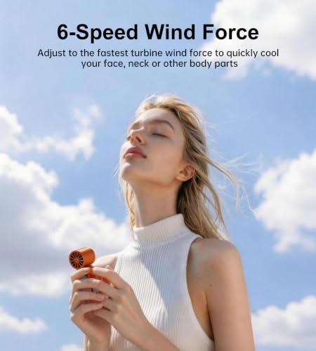 Image of Portable handheld small fan, with built-in fixed clamp, featuring 6-speed adjustable high-speed personal fan, LED display screen, rechargeable, suitable for use in makeup, travel, indoor and outdoor