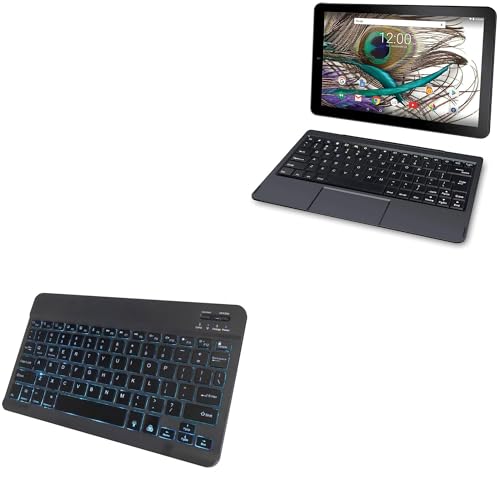 BoxWave Keyboard Compatible with RCA Viking Pro (10.1 in) - SlimKeys Bluetooth Keyboard - with Backlight, Portable Slim LED 7 Colors - Jet Black