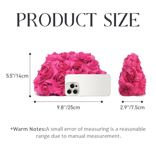 Image of 3D Flower Evening Bag for Women Elegant Floral Bridal Handbags Rose Clutch Purse for Wedding, Prom, Cocktail Party,Date Night