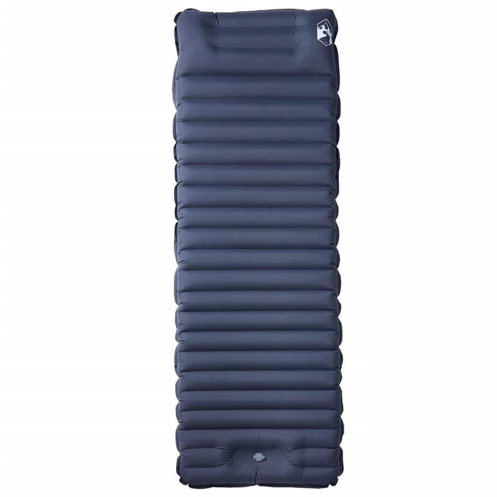 Samopompująca się karimata 10 cm, szara | Nylon 40D z powłoką TPU, wodoodporny, łącznie z pompką nożną, możliwość rozszerzenia do podwójnego materaca