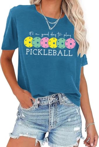 Women's Pickleball Shirt Funny Casual Short Sleeve Sport It's A Good Day to Play Pickleball Graphic Tees Tops