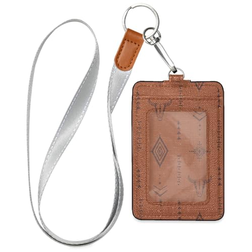 Porte-badge Western Bull vertical en cuir avec cordon amovible