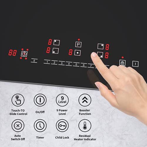 Induktionskochfeld 5 Zonen, IsEasy 90cm Rahmenlos Induktionskochfeld, Induktions-Kochfeld Autark mit 5 Kochzonen, 8600W, Booster-Funktion, Digitale Steuerung, 9 Heizstufen, Glaskeramik – Bild 5