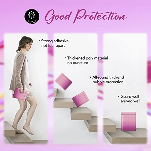 Image of Fuxury Bubble Mailers 6x10 inch 100 Pack Gradient Pink Thick Padded Envelopes | Usable Size 6x9 for Small Business, Self Seal Waterproof Bubble Shipping Envelopes for Jewelry, Cosmetics, Crafts, Gift