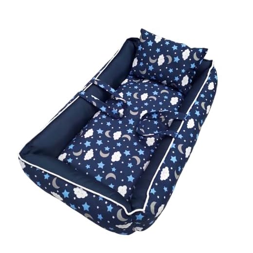 Ninho Redutor de Berço com Alça Bebê Constelação Azul Marinho 2 Peças