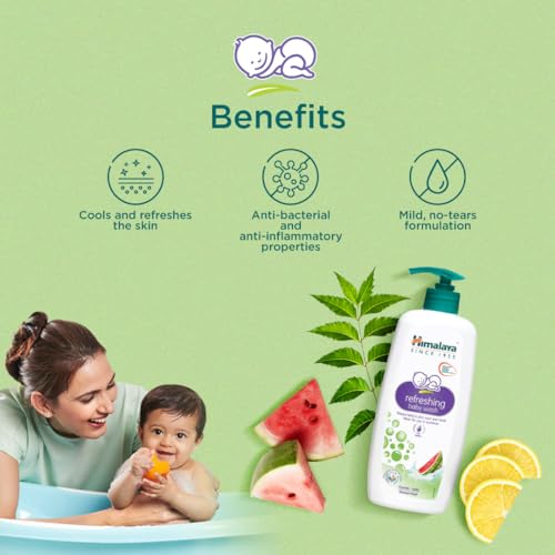Image of Himalaya Refreshing Baby Wash 400ml | No tears formula |with Watermelon, Neem & Lemon| Keeps baby's skin cool & fresh (Pack of 6)