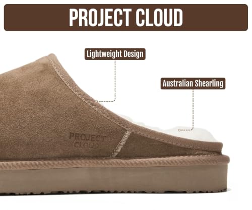 Image of Project Cloud Men's 100% Genuine Leather Shearling Memory Foam Slippers