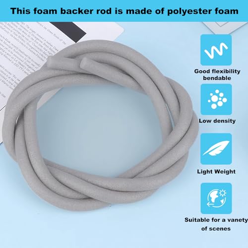 Pe+Rundschnur Fugenfüllprofil 8mm x 15M Hinterfüllschnur Schaumstoff rund Füllschnur für Spalt und Fuge Beton Füllung (Ø8mm)