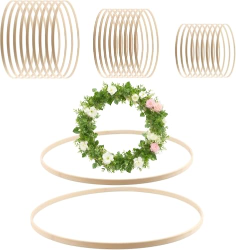 SYUTBOU 30 St&uuml;ck 20cm/26cm/30cm Holz-Bambusringe zum Basteln Set, Bambusringe Holz Dekoring f&uuml;r Basteln, Holzringe Bambusringe f&uuml;r Handwerk und Deko