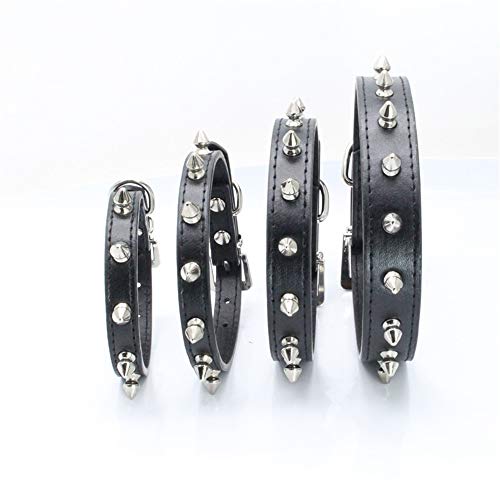 haoyueer Spiked Studded Leather Dog Collar Mushrooms Rivets Cat Collar for Small Medium Dog Cat Puppy Kitty (M, Blue) - Image 4