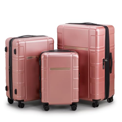 3 Piece Luggage Sets- Rose Gold Hardside Luggage Set with Spinner Wheels Travel Carry on Luggage with TSA Lock Lightweight Suitcase Sets for Women3