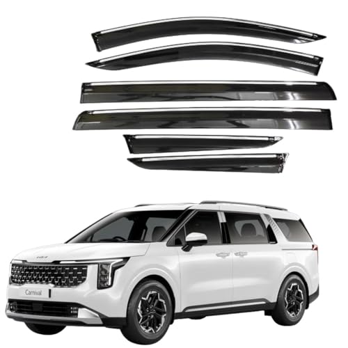 Image of CAR SAAZ Chrome Line Door Visor for Carnival (2024-Present)(Set of 6Pcs) | Rain Guard | Wind Deflector
