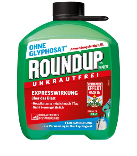 Roundup Unkrautfrei Express, 2,5 Liter Fertigmischung zur Bekämpfung von Unkräutern und Gräsern zum Nachfüllen