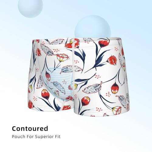 Boys' Cotton Boxer Brief Soft Underwear-Tulips Flowers4