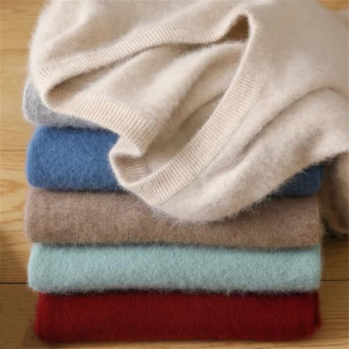 Men's Sweater V-Neck Pullover Cashmere Knitted Sweater Solid Long-Sleeved Jumpers Top Mint EN8 L2