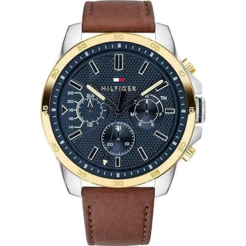 Tommy Hilfiger Reloj Analógico Multifuncional de Cuarzo para Hombres con Correa de Silicona, Acero Inoxidable o Cuero, Subesferas para Día y Fecha, Resistente al Agua hasta 5ATM