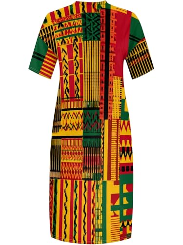 Image of SUZONANA Plus Size Dresses for Curvy Women African Print American Dress Summer Outfits Casual Loose with Pocket
