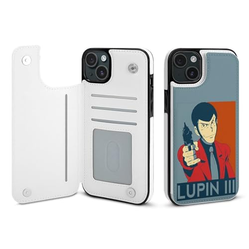 iPhone15Plus用ケース 手帳型 ルパン三世 スマホケース 財布型 アイフォン15Plus用ケース おしゃれ 軽量 背面 携帯カバー カード収納 スタンド機能 PUレザー 耐衝撃