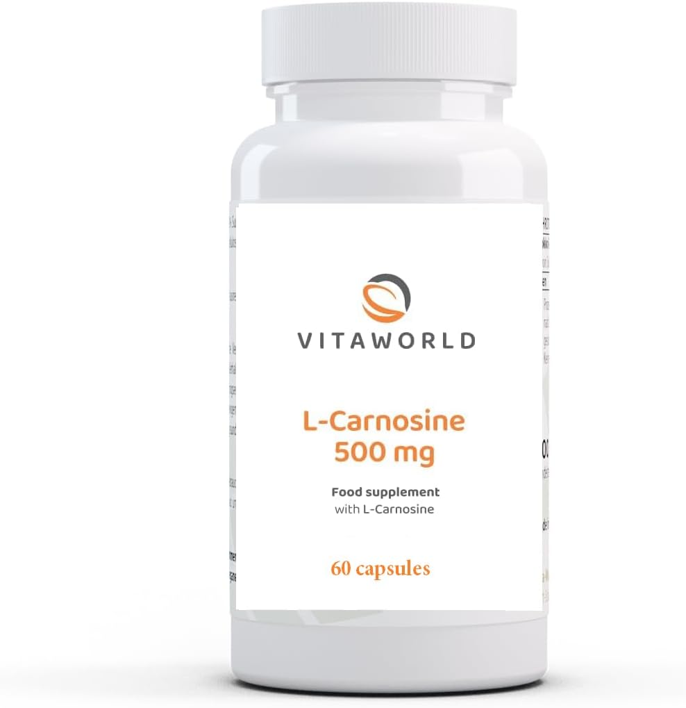 Vita World L-Carnosine 500mg 60 Capsules Made in Germany l Vegan l Highly-dosed l Amino Acid l 500 mg carnosine/Capsule