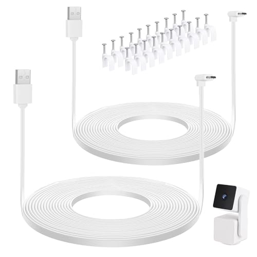 UYODM 2Pack 20FT/6M Micro USB Extension Cable Compatible with WYZE Cam Pan V3, L-Shape 90 Degree Extension Charging Cable Power Your WYZE Cam Pan V3 Continuously - White